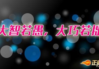 大智若愚，大巧若拙