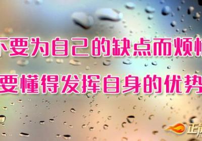 不要为自己的缺点而烦恼，要懂得发挥自身的优势